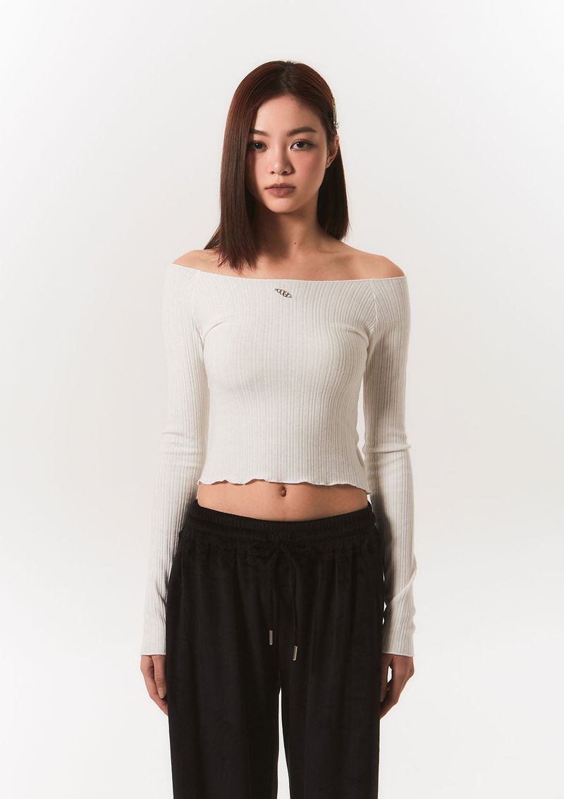 smooth off shoulder top - ivory