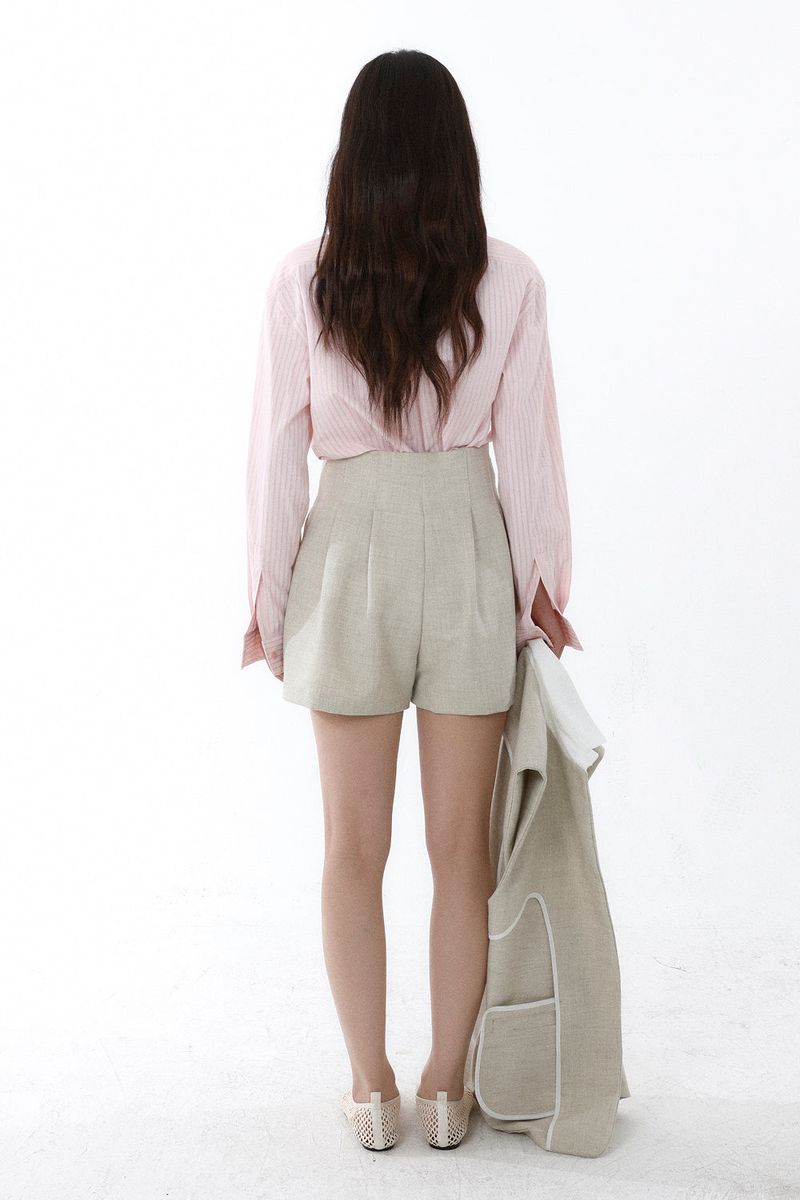 FRONT BELT SHORTS_SAND BEIGE