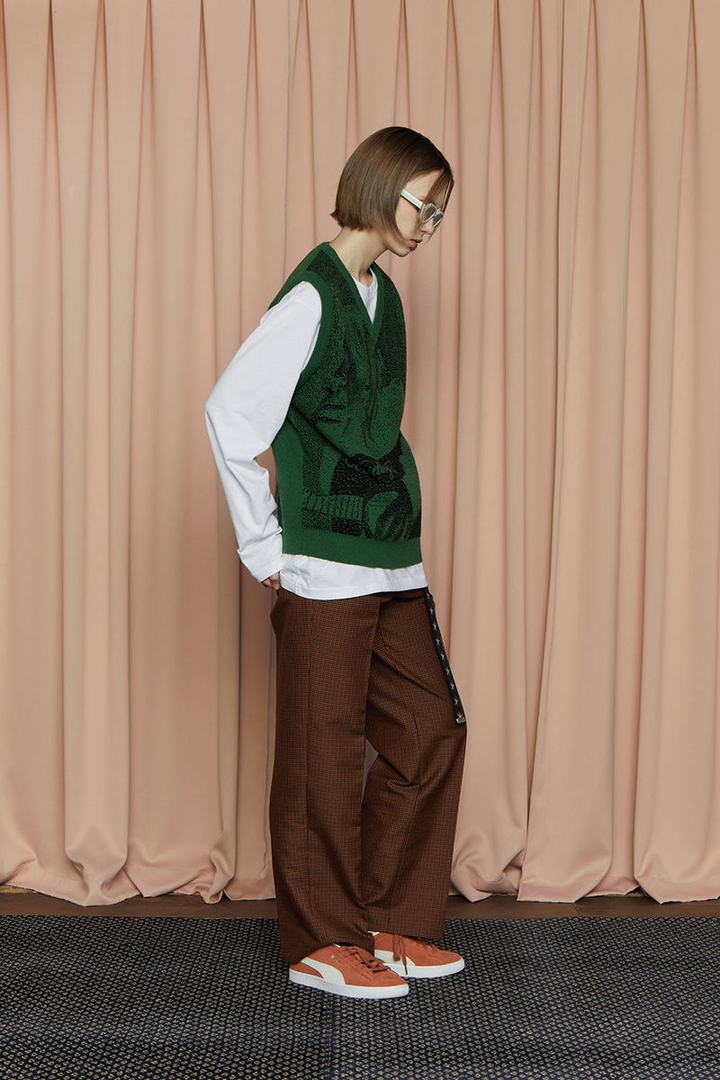HOUND TOOTH CHECK PANTS / NAVY&ORANGE