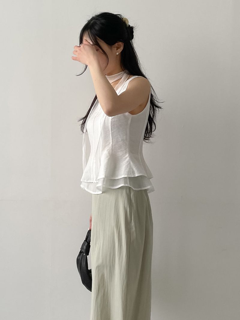 [Scarf SET] Liber Frill Sleeveless Blouse