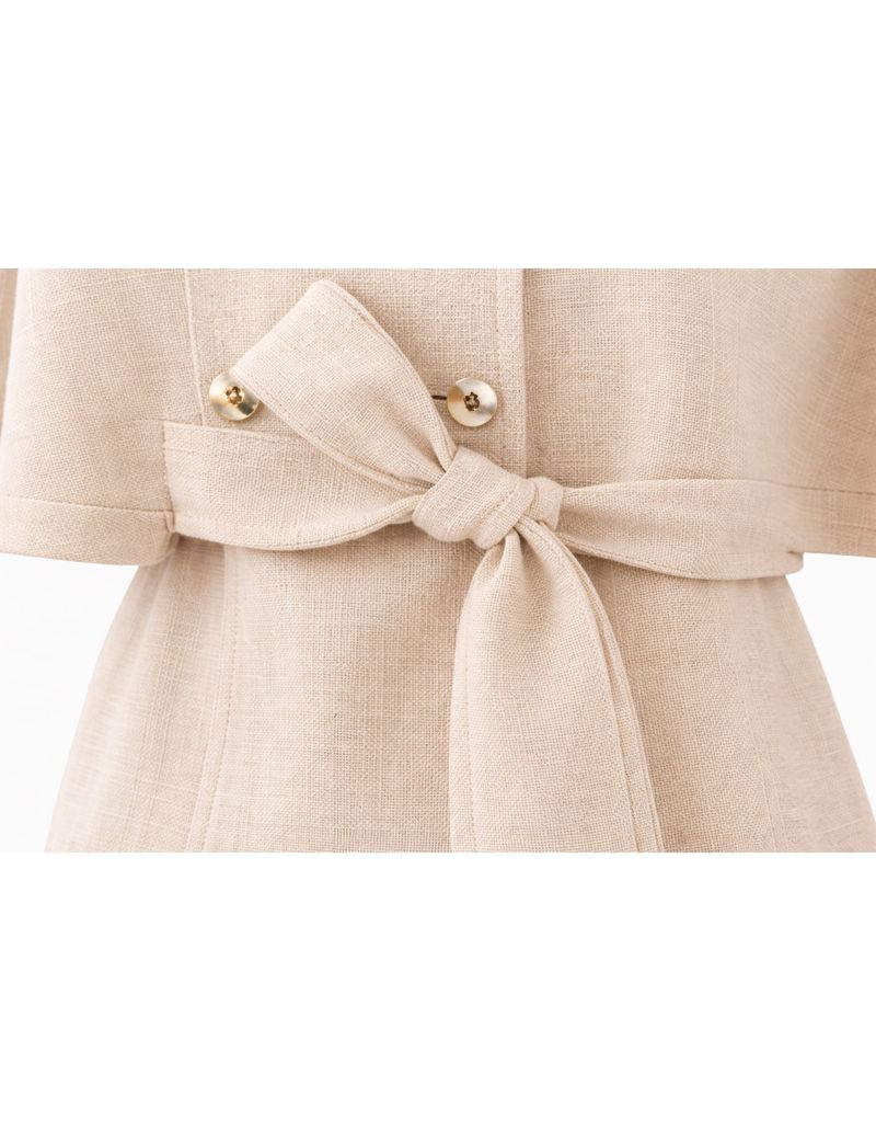 Airi Linen Summer Double Button Cape Crop Jacket Light beige