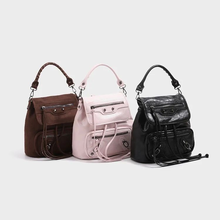 La mode MAQI（ラ モード マキ）の「Y2Kオイルワックス レザー ポケット ミニ バックパック 2ウェイ（バッグ）」