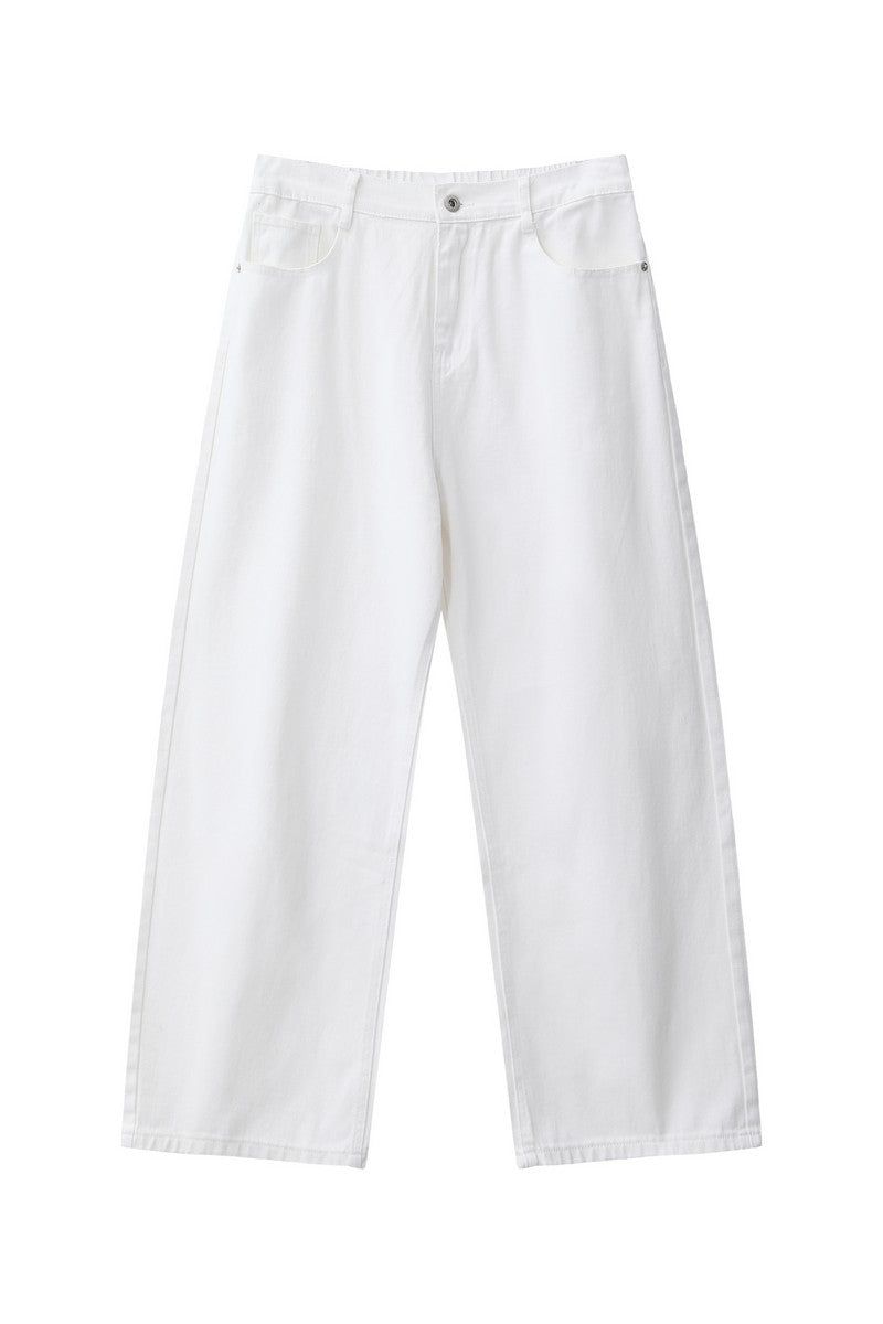 Washed Straight Leg Denim Jeans