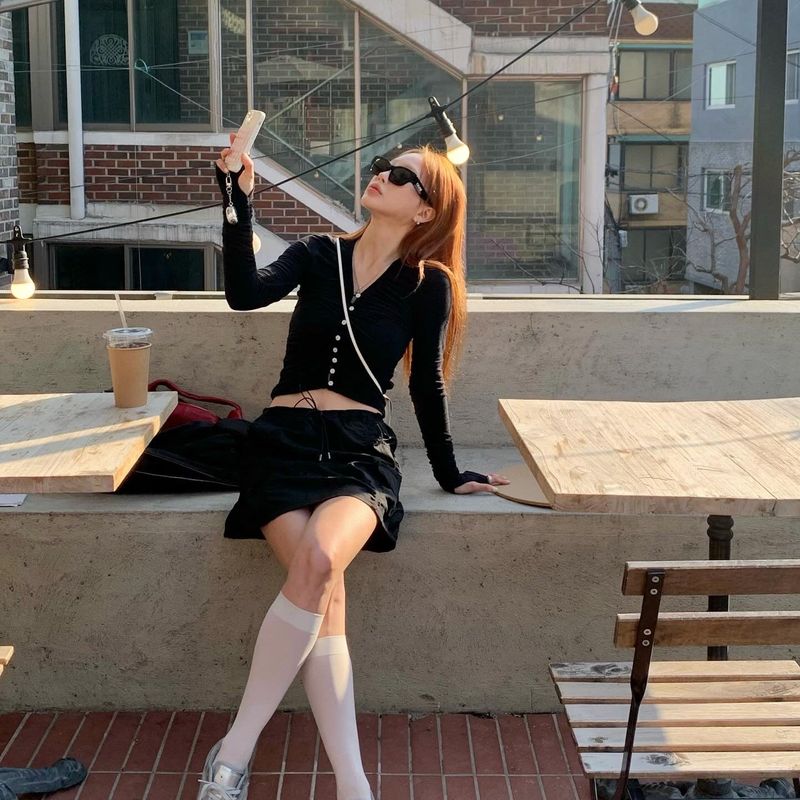 ナイロンミニスカート (Black)