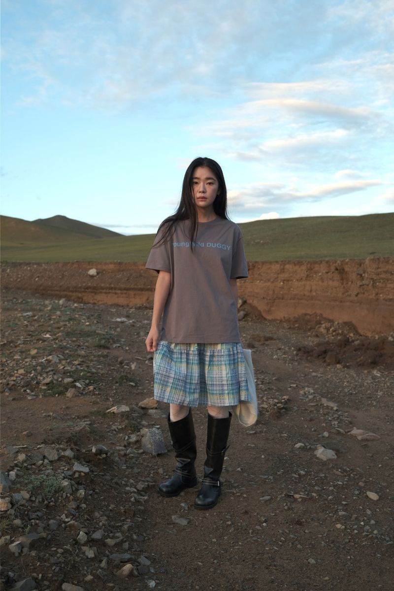 Kindergarten check skirt (2color)