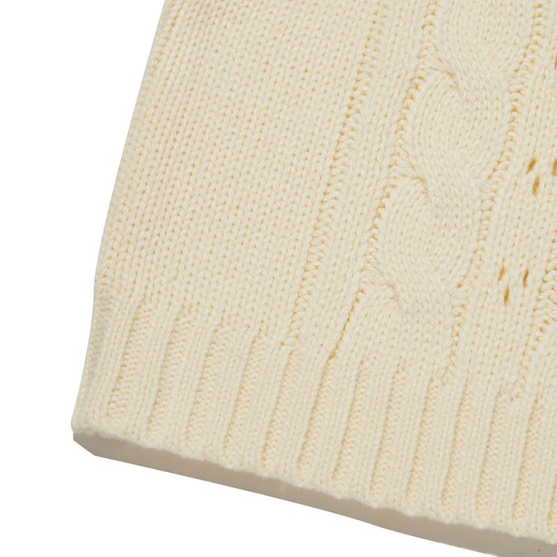 SMALL CHERRY CABLE CROP KNIT VEST [IVORY]