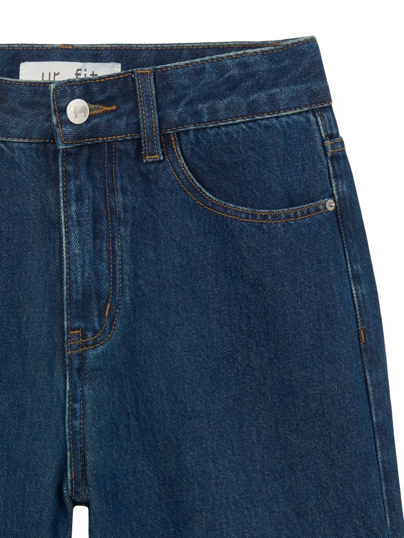 SEMI WIDE DARK BLUE DENIM PANTS code 18306