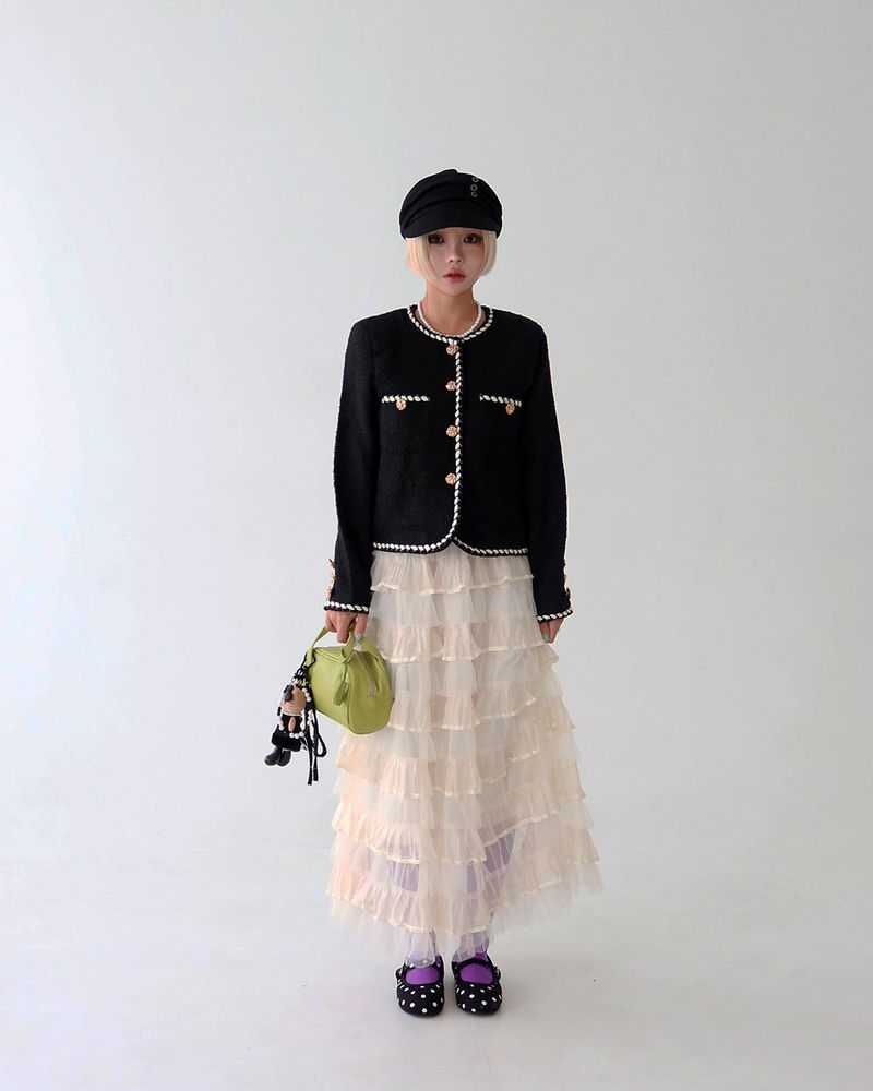 Button shirred back ribbon wrinkle sailor cap