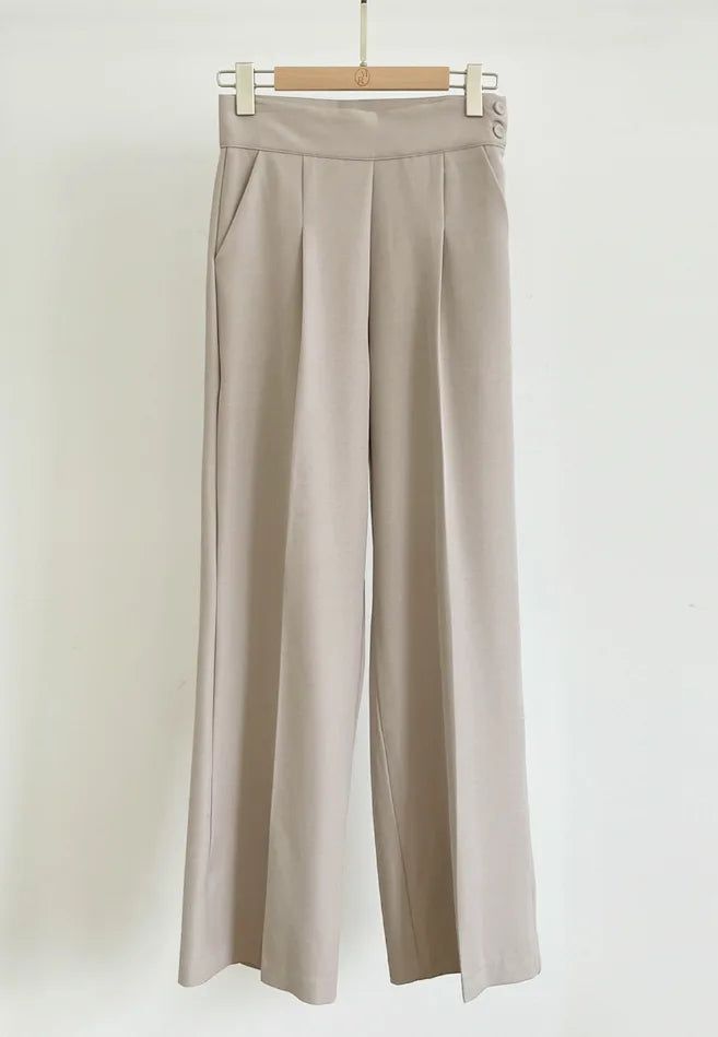 Bette High Waist Two-Button Pintuck Wide Slacks