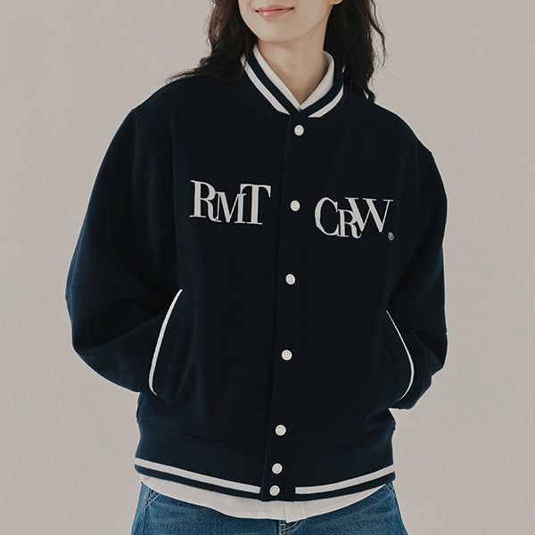 ROMANTIC CROWN(ロマンティッククラウン)の「WILD FLOWER WOOL VARSITY JACKET_NAVY(Jackets/Outerwear)」