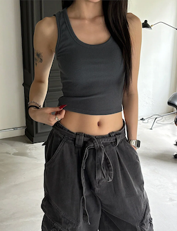 [BASIC ITEM] Rib crop sleeveless(9color)