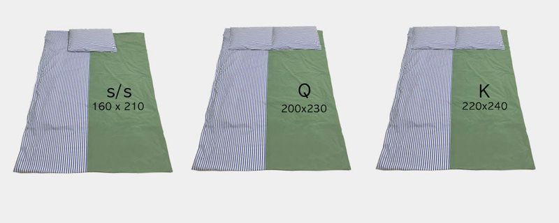 half stripe bedding cover set - blue green