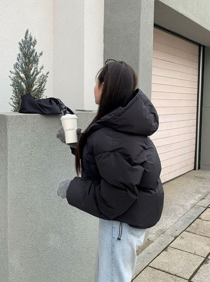 [BELLIDE MADE]Butterfly Two-Way Hooded Short Padded Jacket