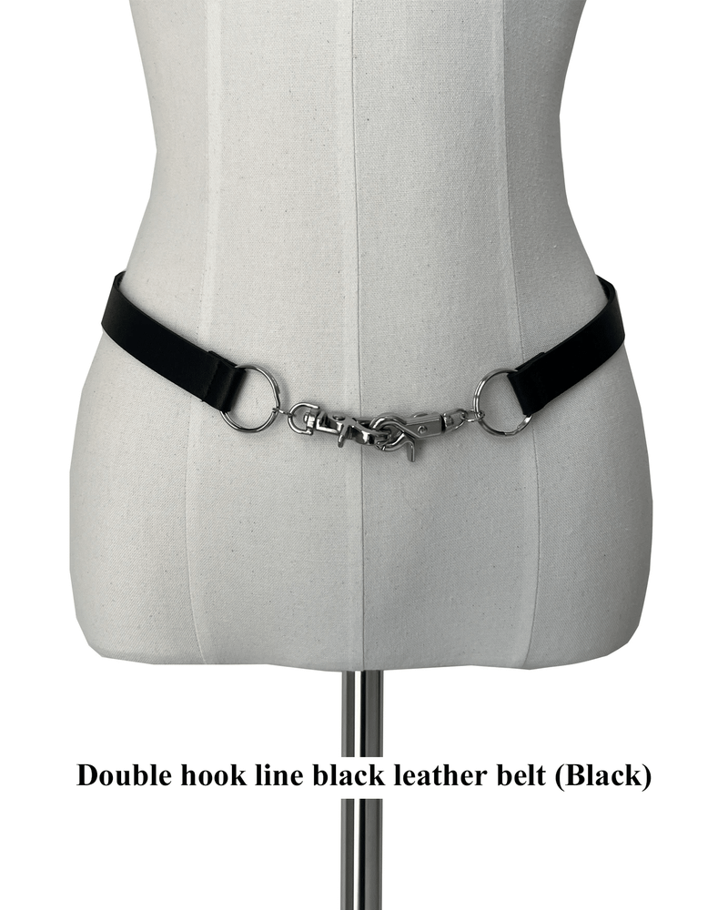 GUSTA（グスタ）の「Double hook line black leather belt (Black)（Fashion Accessories）」