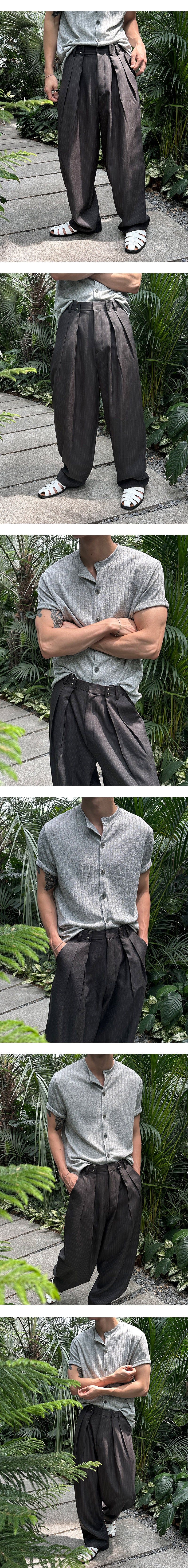 [S/S] Double stripe tuck wide slacks(3color)