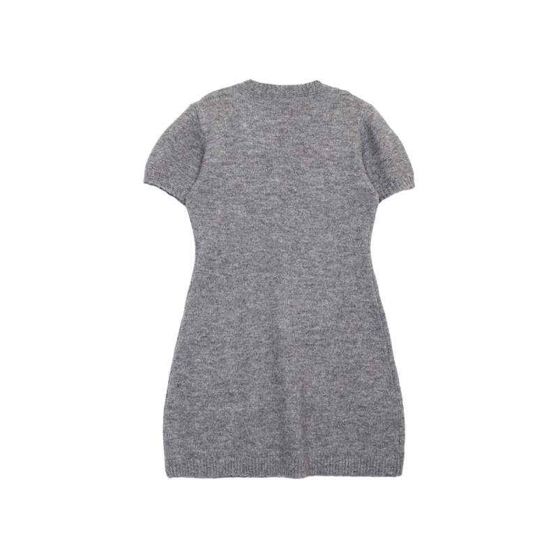 RIBBON PUFF KNIT DRESS (2COLORS)
