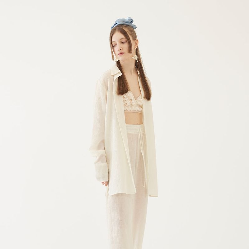 OVERSIZED PLEATS SHIRTS (IVORY)