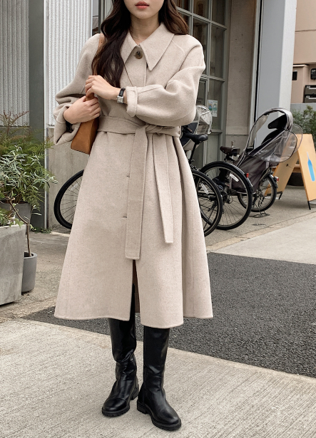 [SHOPPERMADE] ハンドメイドシングルロングウールコート (3color)