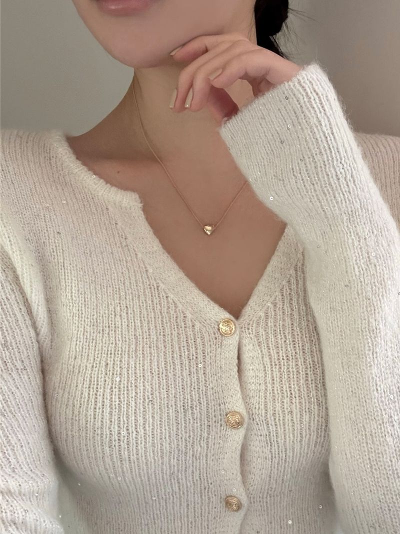 [2 size] simple ball heart necklace