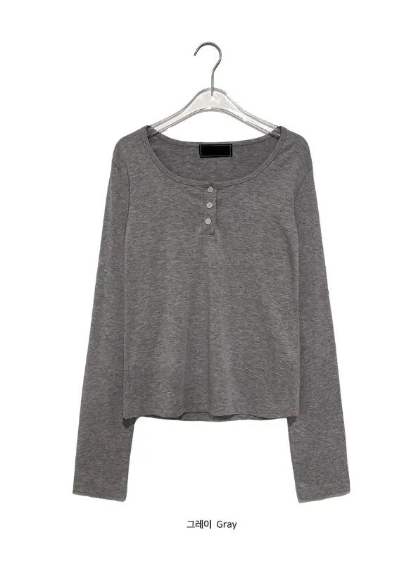 Lei Button Roll-up Long Sleeve Tee