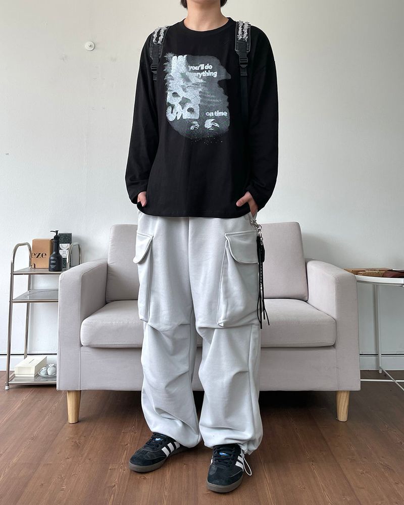 Shadow printed long-sleeved shirt