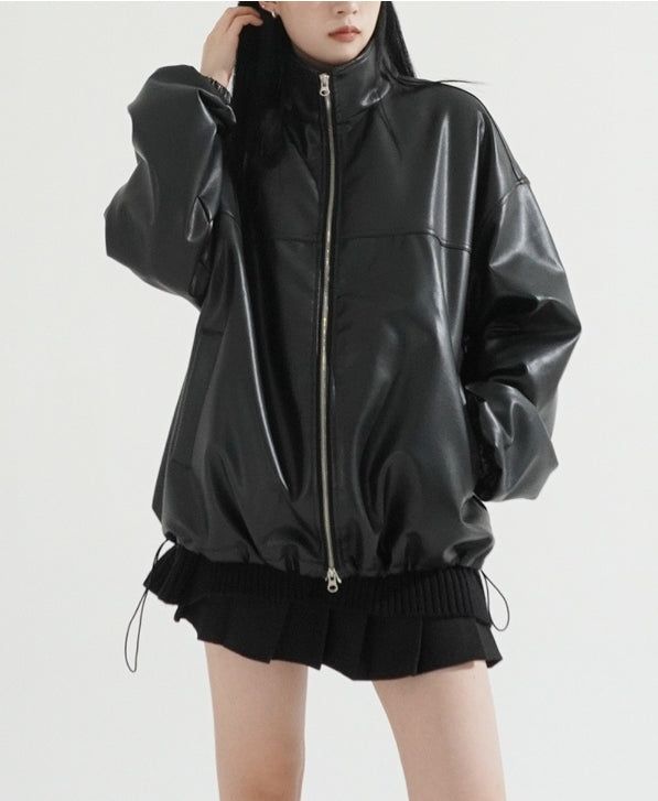 KIXI（キッシー）の「2Way Zip-up Balloon String Leather Jacket（Jackets/Outerwear）」