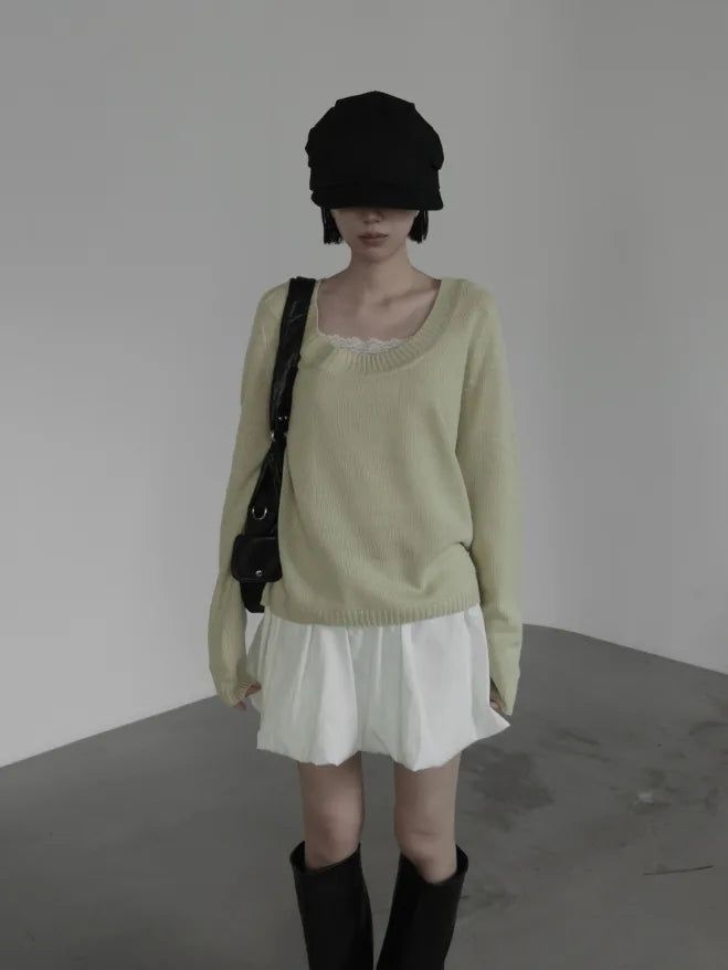mnem（ムネム）の「Bellen Deep U-Neck Knit（Tops）」