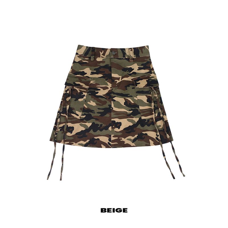 CREVY（クレビー）の「military camo strap a-line mini skirts (begie)（Skirts）」