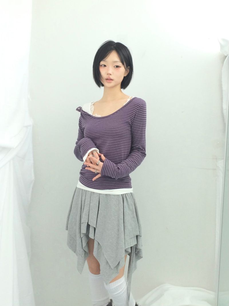 ner.ui.bin（ノエビン）の「Shoulder eyelet stripe t（Tops）」