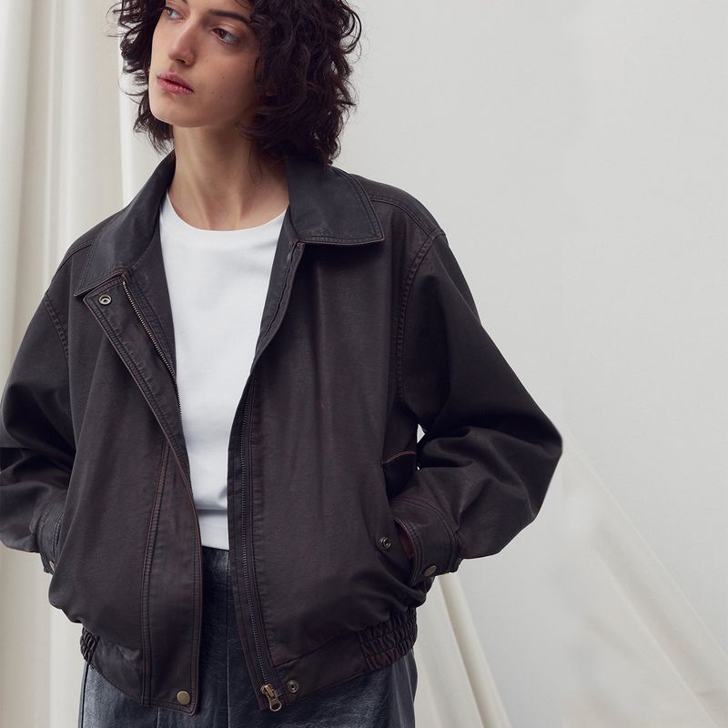 VEGAN LEATHER BOMBER JACKET