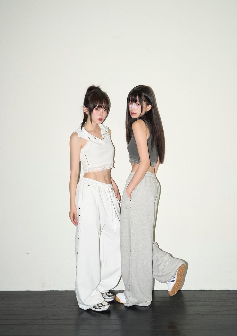 (9th reorder) stud twinkle jogger pt - white