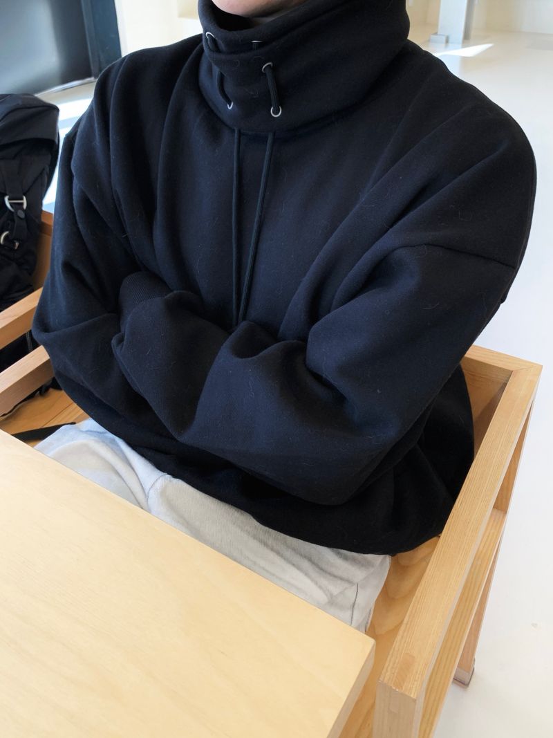 Double turtleneck over sweatshirt 2C