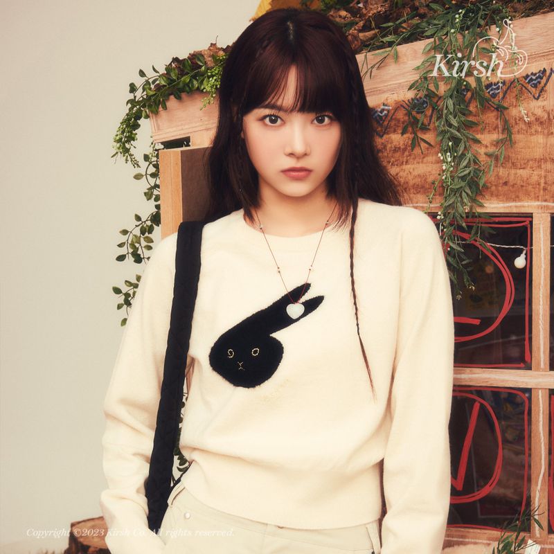 WITTY BUNNY FACE POINT KNIT [IVORY]