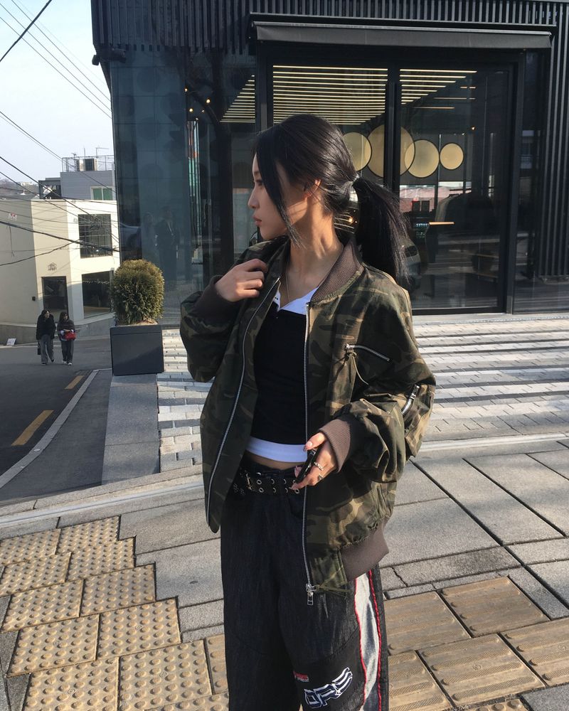 Camo ma-1 shirring jumper