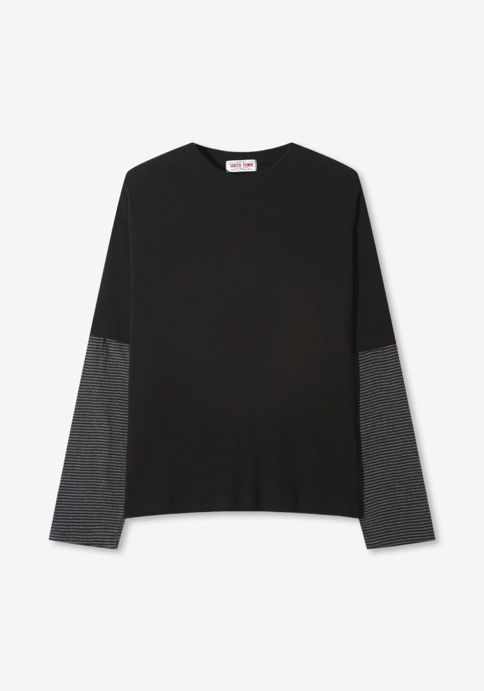 SO Waffle Stripe Layered Long Sleeves