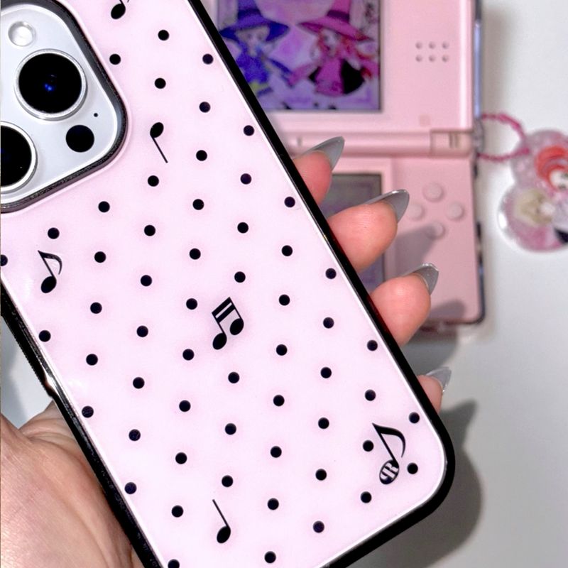 holypeachproject（ホリーピーチプロジェクト）の「xs ♩♪♬ ドット. (ピンク) グラスバンパー iPhoneケース（スマホグッズ/小物）」