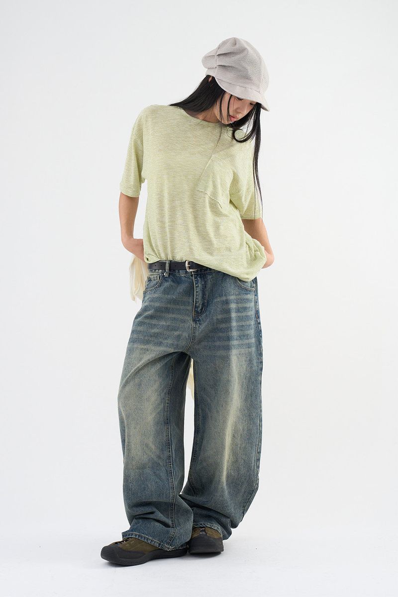 Vintage Washed Balloon Denim Pants