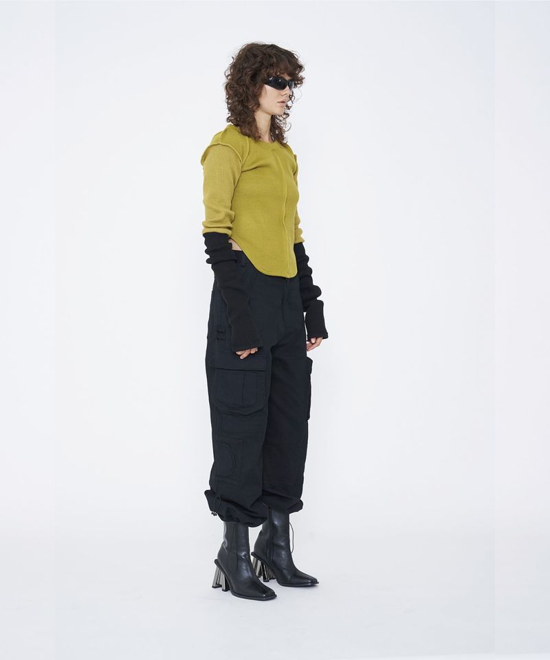 BICOLOR EXTRA LONG SLEEVE RIB TOP