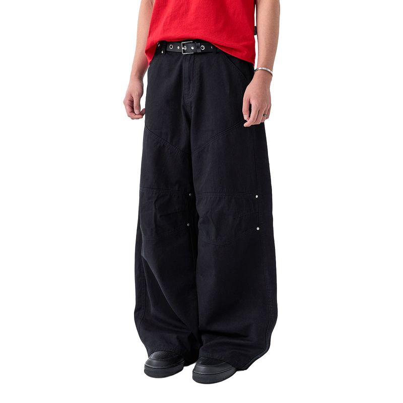 ODDSTUDIO（オッドスタジオ）の「Rivet Parachute Wide Cotton Pants - BLACK（Pants）」