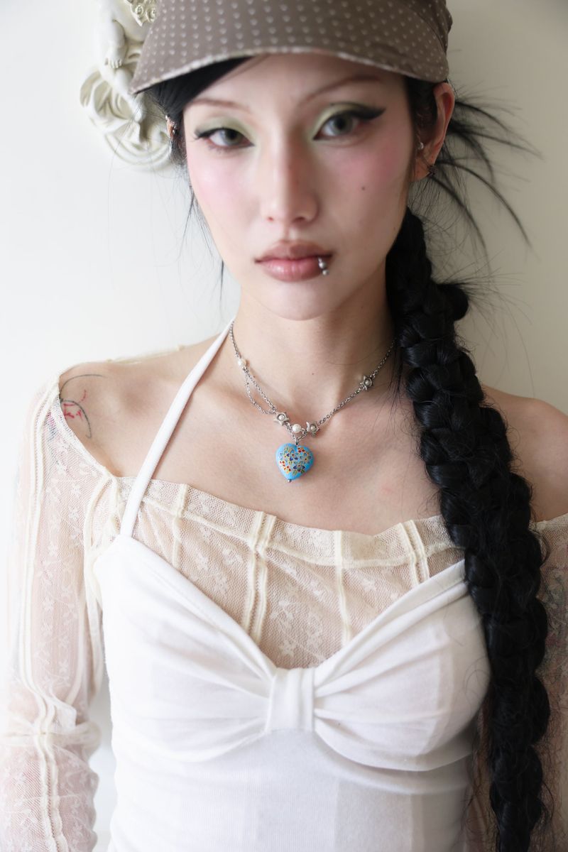 Flower love star necklace (Clear/Blue)