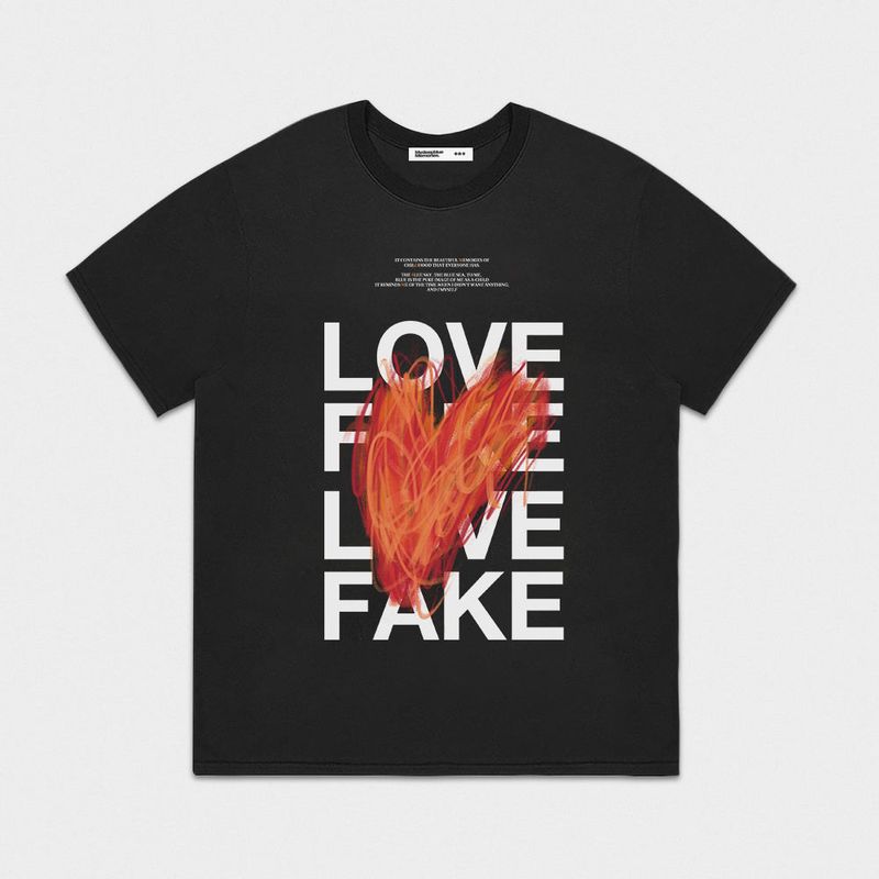 LOVE X FAKE GRAPHIC T-SHIRTS (BLACK)