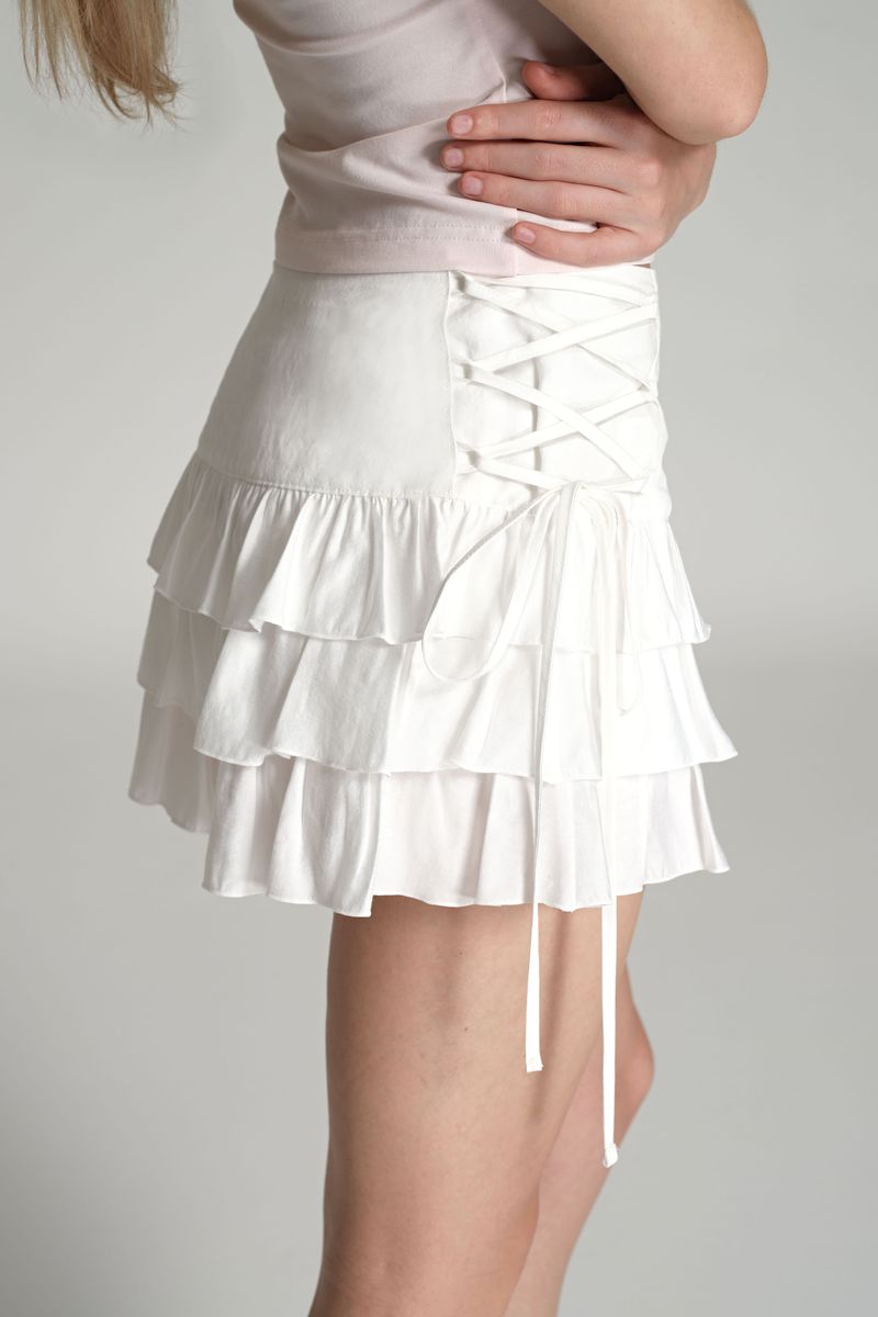 Sheer flow frill skirt