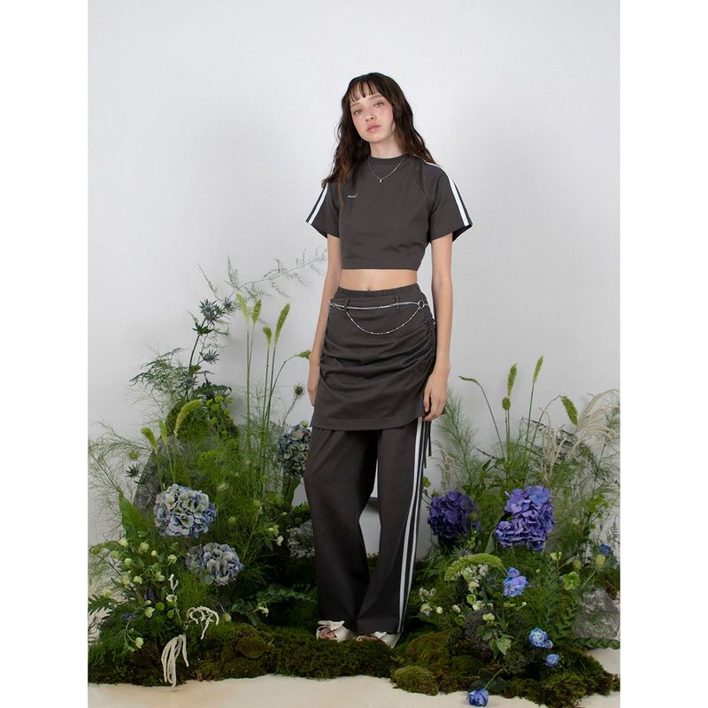 BACK LACE-UP TRACK TOP - CHARCOAL