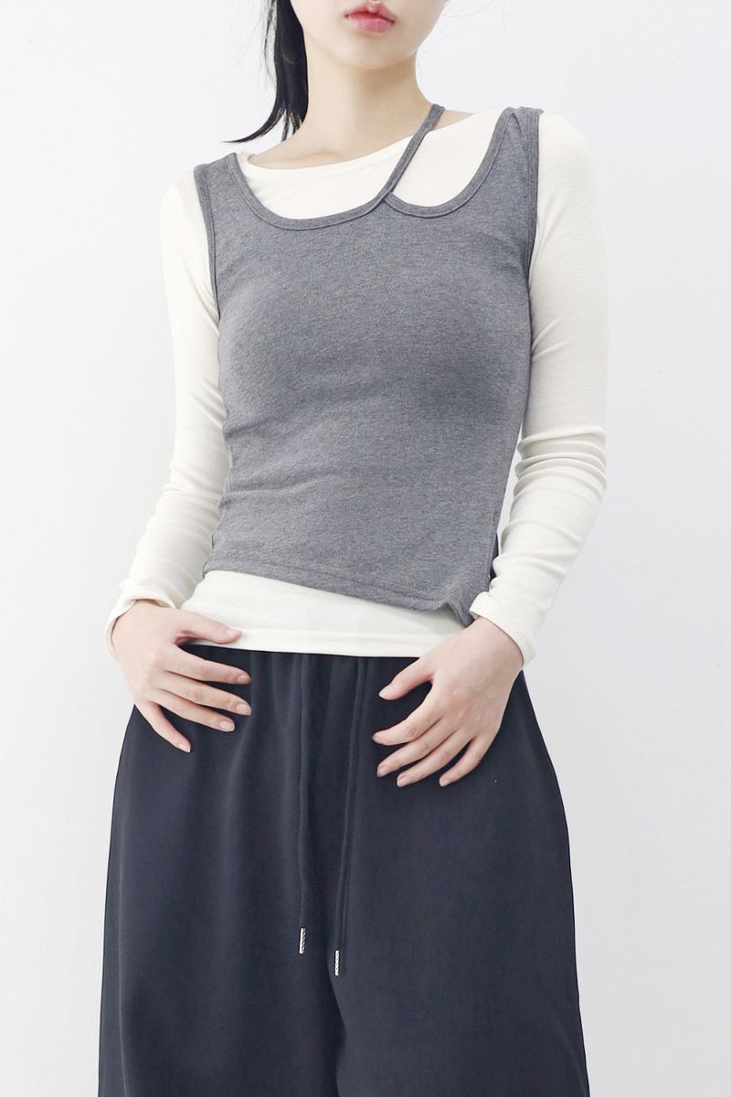 ベントレイヤードビスチェTシャツ