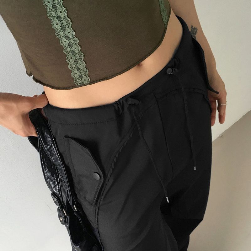 Ronber Pocket String Slit Wide Two-Way Pants