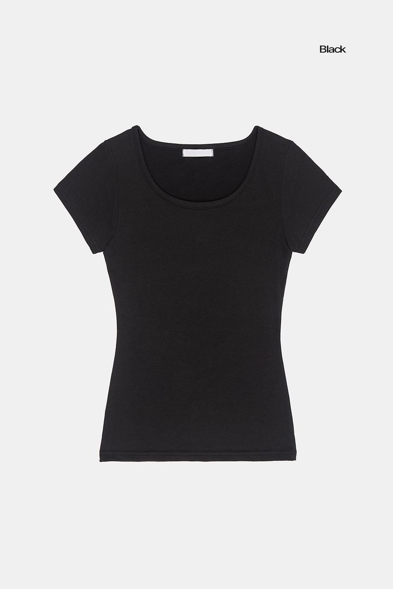 Solid slim wide-neck T-shirt