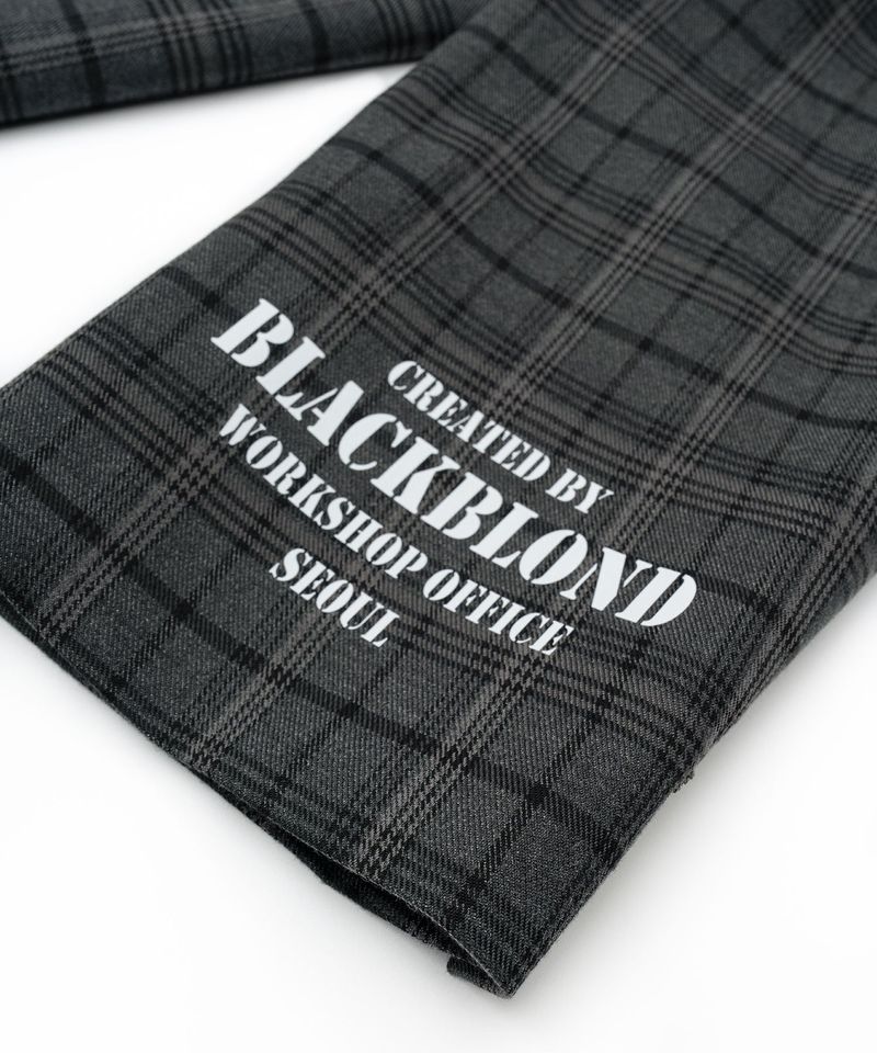 BBD Graffiti Logo Piercing Plaid Oversized Blazer (Charcoal)