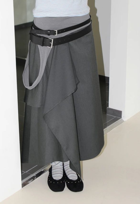 UNBALANCE WRAP LAYERED SKIRT