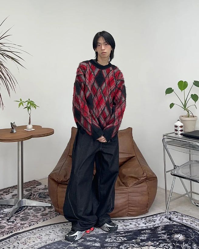 Laken faded argyle knit