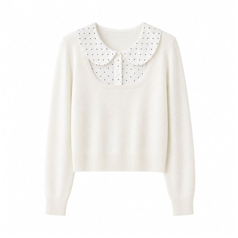 Clara Dot Collar Layered Knit Top